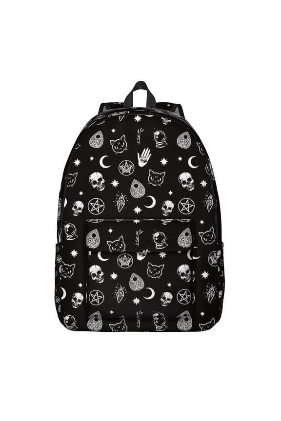 Gothic Starry Night Backpack, Lightweight School Bag Featuring Ethereal Moon and Astral Map Pattern