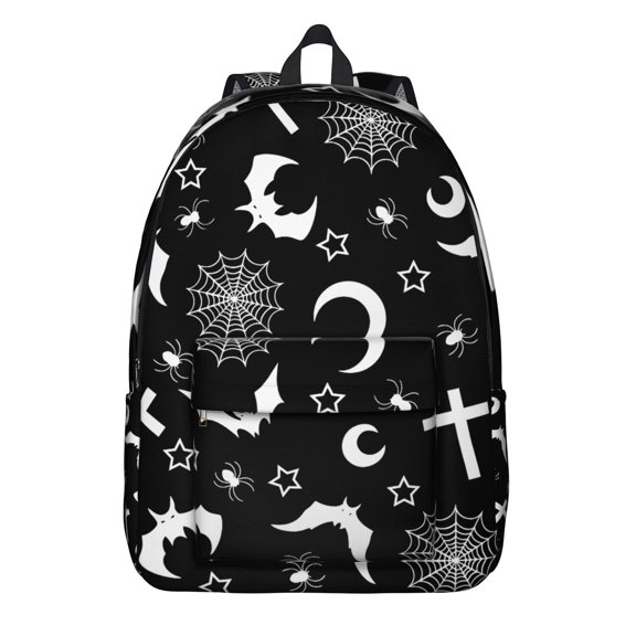 Gothic Starry Night Backpack, Lightweight School Bag Featuring Ethereal Moon and Astral Map Pattern