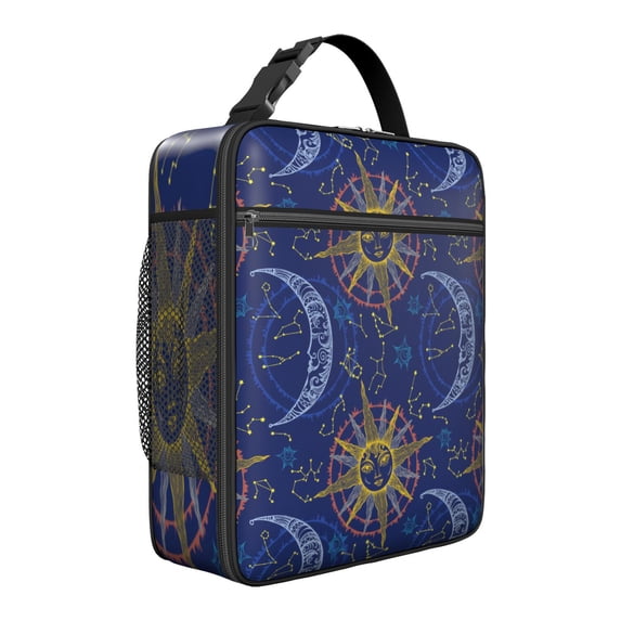 Gothic Starry Night Lunch Box for Adults - Moon & Stars Pattern, Insulated Reusable Leakproof Cooler Bag with Shoulder Strap for Work/Travel