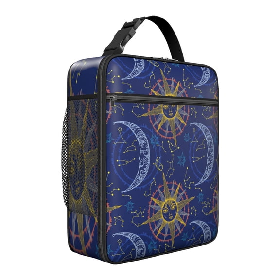 Gothic Starry Night Lunch Box for Adults - Moon & Stars Pattern, Insulated Reusable Leakproof Cooler Bag with Shoulder Strap for Work/Travel
