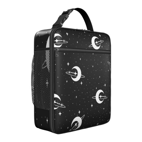 Gothic Starry Night Lunch Box for Adults - Moon & Stars Pattern, Insulated Reusable Leakproof Cooler Bag with Shoulder Strap for Work/Travel
