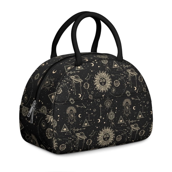 Gothic Starry Night Lunch Box for Women - Moon & Stars Constellation, Insulated Reusable Leakproof Cooler Tote with Strap for Work/School/Picnic