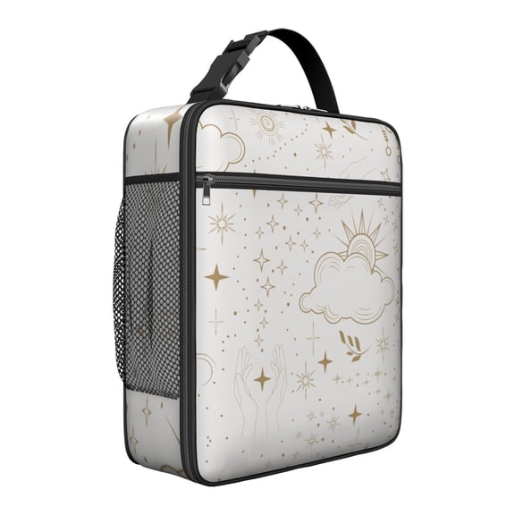 Gothic Starry Night Lunch Box with Moon & Stars - Insulated Reusable Tote Bag, Leakproof Cooler with Adjustable Strap for Work/School/Picnic