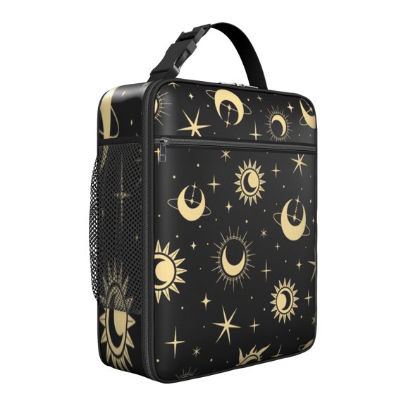 Gothic Starry Night Lunch Box with Moon & Stars - Insulated Reusable Tote Bag, Leakproof Cooler with Adjustable Strap for Work/School/Picnic