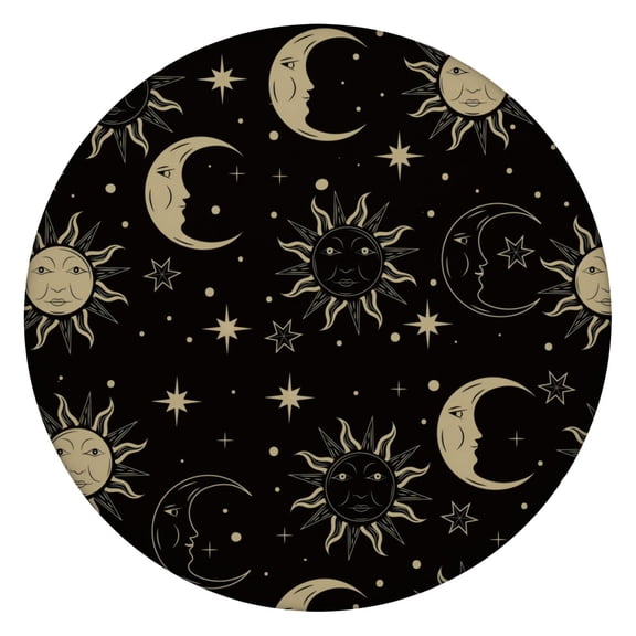 Gothic Starry Night Round Elastic Tablecloth - Windproof, Waterproof, Durable Outdoor Dining Table Cover with Snug Fit