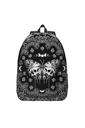 Gothic Steampunk Backpack, Lightweight School Bag with Celestial Sun, Moon, and Starburst Print