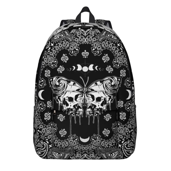 Gothic Steampunk Backpack, Lightweight School Bag with Celestial Sun, Moon, and Starburst Print