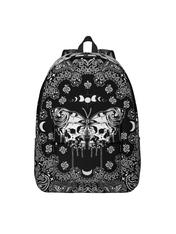 Gothic Steampunk Backpack, Lightweight School Bag with Celestial Sun, Moon, and Starburst Print