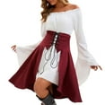thumbnail image 1 of Gothic Steampunk Corset Skirts Womens High Waist Lace-Up Strappy Victorian Renaissance Pirate Skirt Red, M, 1 of 7