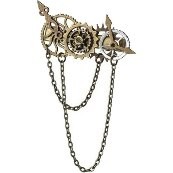 Gothic Steampunk Gear Hair Clip Goth Punk Lolita Hair Pin with Chain Vintage Hair Barrettes Hair Accessory for Women Girl
