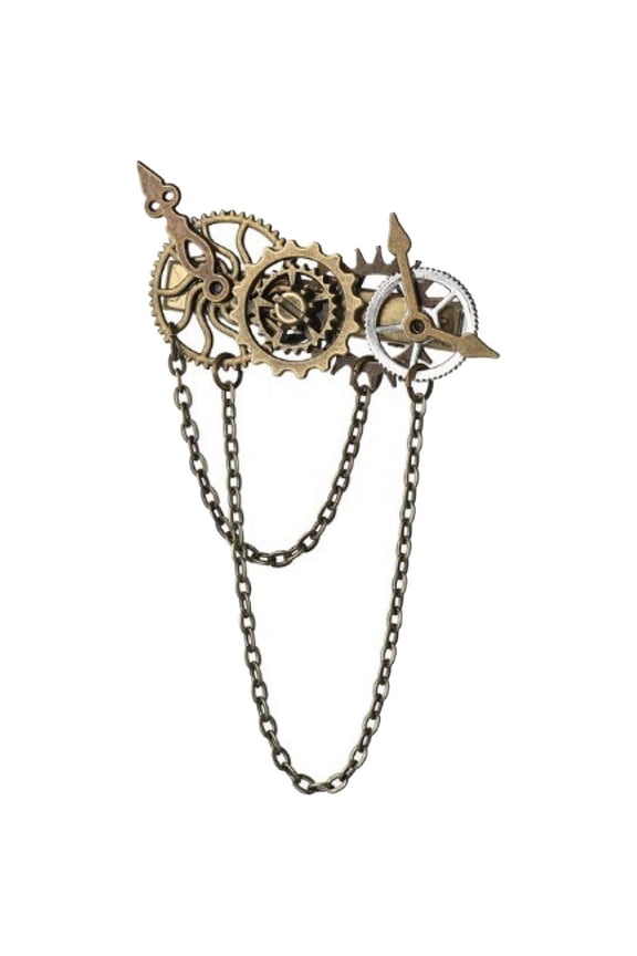 Gothic Steampunk Gear Hair Clip Goth Punk Lolita Hair Pin with Chain Vintage Hair Barrettes Hair Accessory for Women Girl