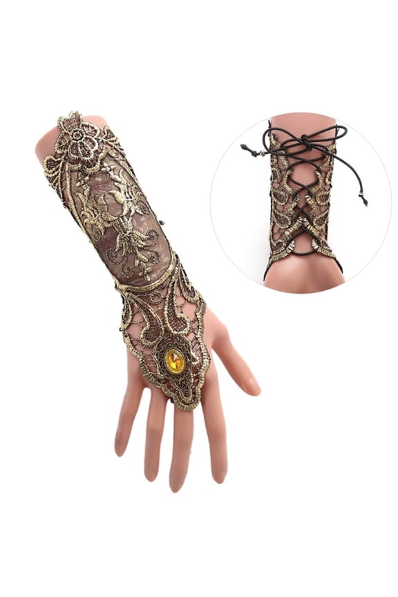 Gothic Steampunk Lace Cuff Fingerless Glove Arm Warmer Bracelet Black Halloween Accessories Fashion And Sexy