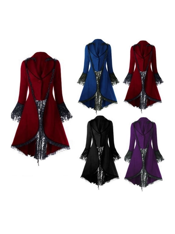 Gothic Steampunk Rock Sexy Soft Velvet Coat for Women Victorian Boho Gothic Renaissance Open Front Outfit
