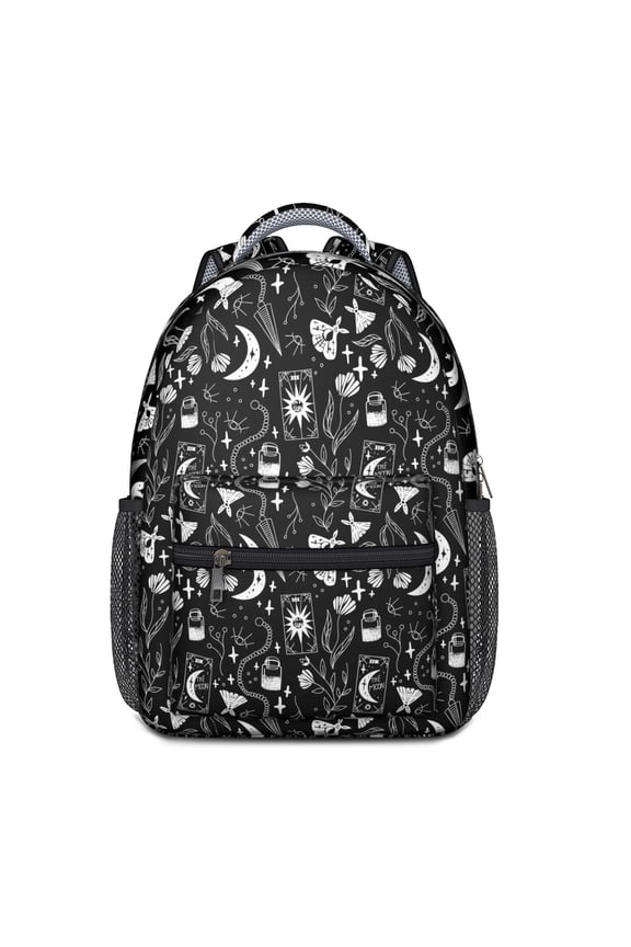 Gothic Steampunk School Backpack – Celestial Moon, Stars & Cosmic Solar Eclipse with Astral Map and Mystical Night Design