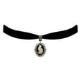 thumbnail image 1 of Gothic Steampunk Victorian Pendant Cat Cameo Jewelry on Black Velvet Choker, 1 of 1