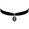 thumbnail image 1 of Gothic Steampunk Victorian Pendant Skeleton Skull Cameo Jewelry on Black Velvet Choker, 1 of 1
