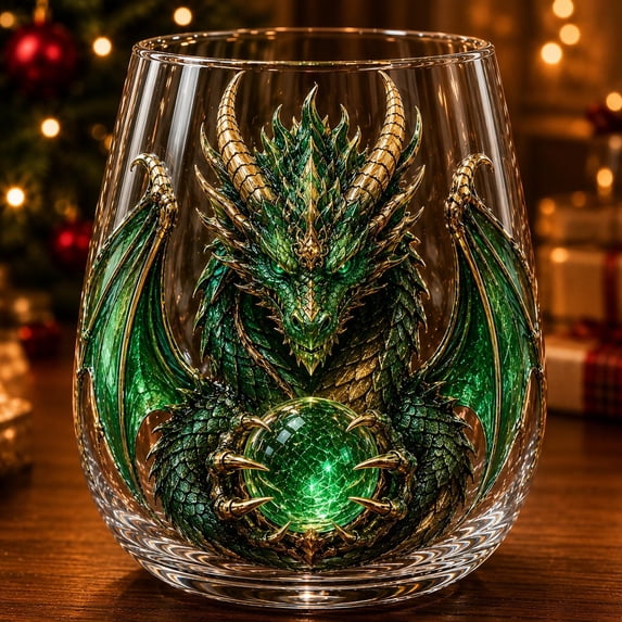 Gothic Stemless Wine Glass Crystal Ball Design,Clear Glass Cup for Drinks Home Bar Party Decor,Unique Holiday Gift for Gothic Lovers,Green