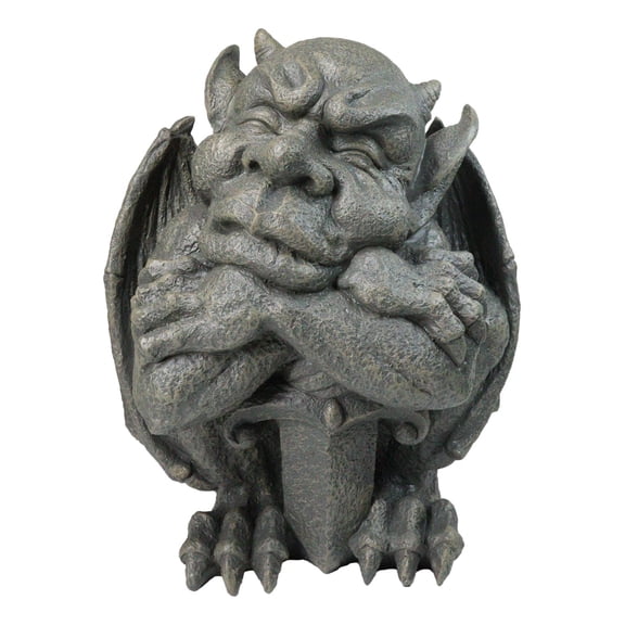 Gothic Stoic Warrior Notre Dame Gargoyle Sword Bearer Chimera Figurine 12"H