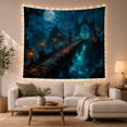 thumbnail image 1 of Gothic Stone Bridge with Jack-O-Lanterns Under Full Moon, Spooky Gothic for Dark Art Lovers, Fantasy Night Landscape Art, Halloween Gift, Tapestry Wall Hanging for Bedroom and Living Room, 1 of 6