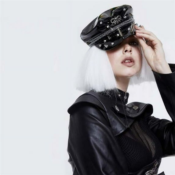 Gothic Studded Captain Hat, Black