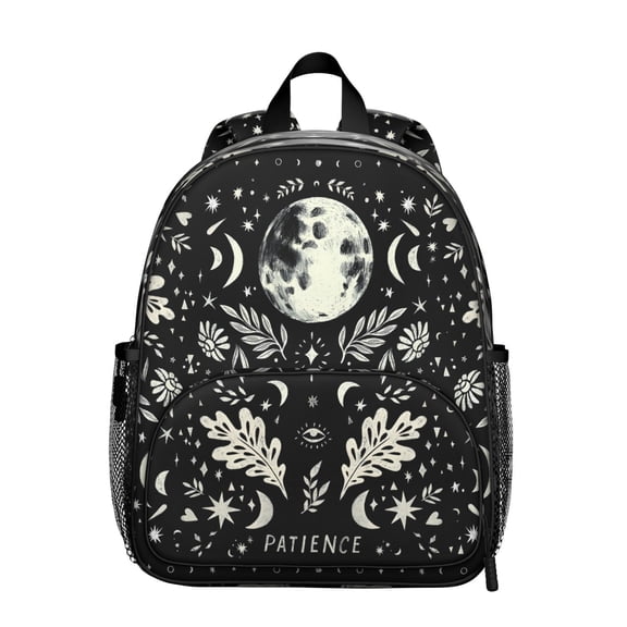 Gothic Student Backpack – Celestial Moon And Star Steampunk Print With Cosmic Sunburst Lunar Eclipse Astral Aesthetic Pattern