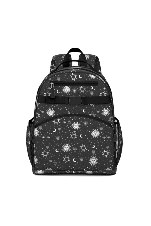 Gothic Students Backpack with Astronomical Lunar Eclipse and Cosmic Star Print, Mystical Dark Sky Design, Multi-functional and Water-resistant for School and Travel