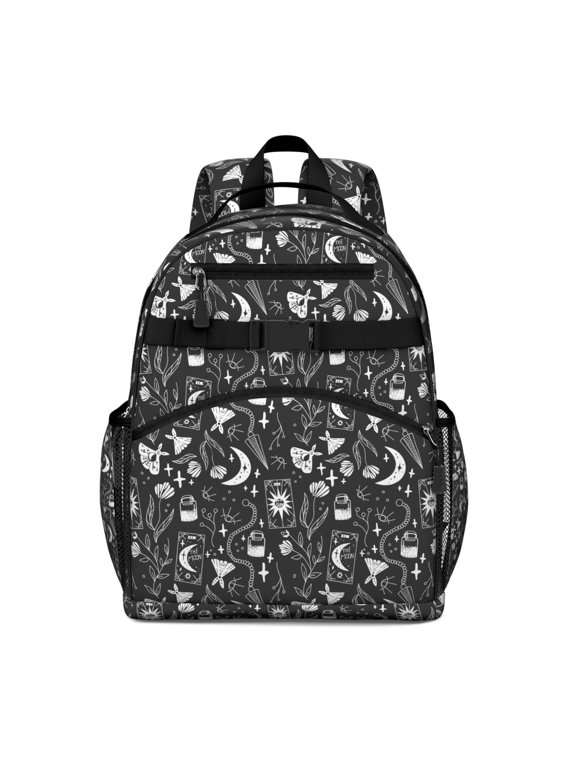 Gothic Students Backpack with Astronomical Lunar Eclipse and Cosmic Star Print, Mystical Dark Sky Design, Multi-functional and Water-resistant for School and Travel