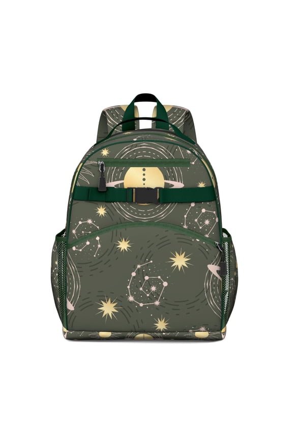 Gothic Students Backpack with Celestial Astrology Moon and Star Print, Witchy Spiritual Cosmic Design, Lightweight and Spacious for and Travel