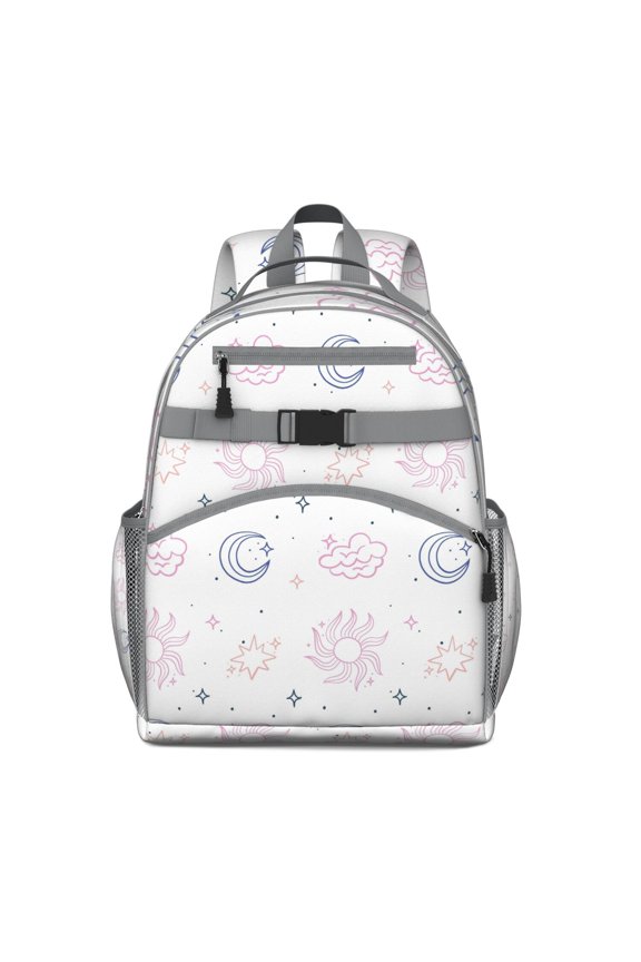 Gothic Students Backpack with Celestial Moon and Sun Astrology Print, Mystical Starry Night and Cosmic Dark Design, Lightweight and Durable for Students and Students