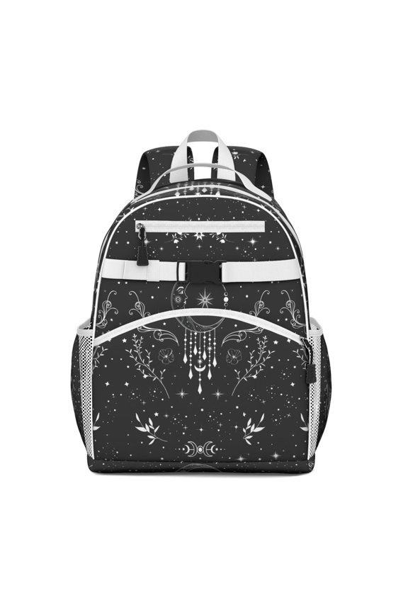 Gothic Students Backpack with Moon and Starry Celestial Print, Steampunk Dark Astral Design for Students and Students, Lightweight and Durable School Backpack for Everyday Use