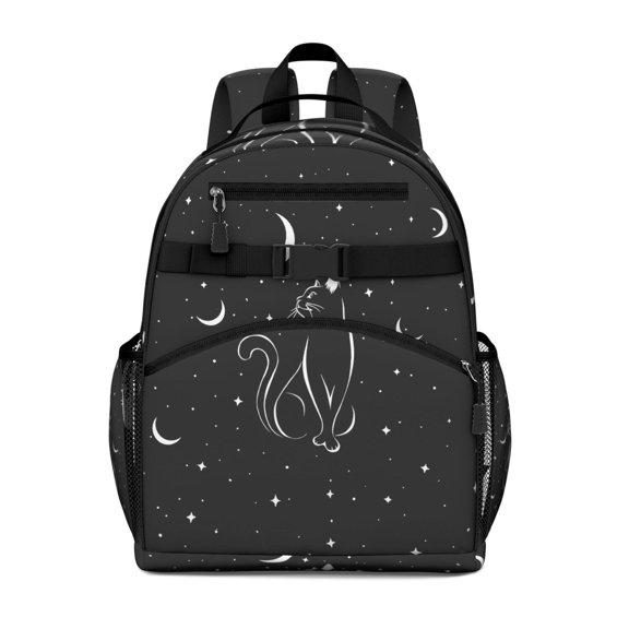 Gothic Students Backpack with Mystical Night Sky and Cosmic Solar Eclipse Print, Astral Lunar Design, Durable, Lightweight and Spacious for School