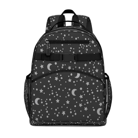 Gothic Students Backpack with Mystical Night Sky and Cosmic Solar Eclipse Print, Astral Lunar Design, Durable, Lightweight and Spacious for School