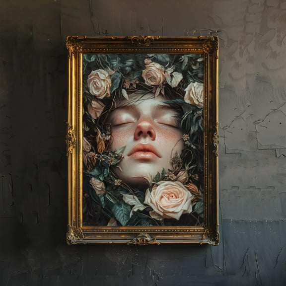 Gothic Style Floral Portrait Romantic Academia Wall Art Dark Botanical Print for Living Room Bedroom or Gallery Wall Vintage Moody Décor - Poster Unframed