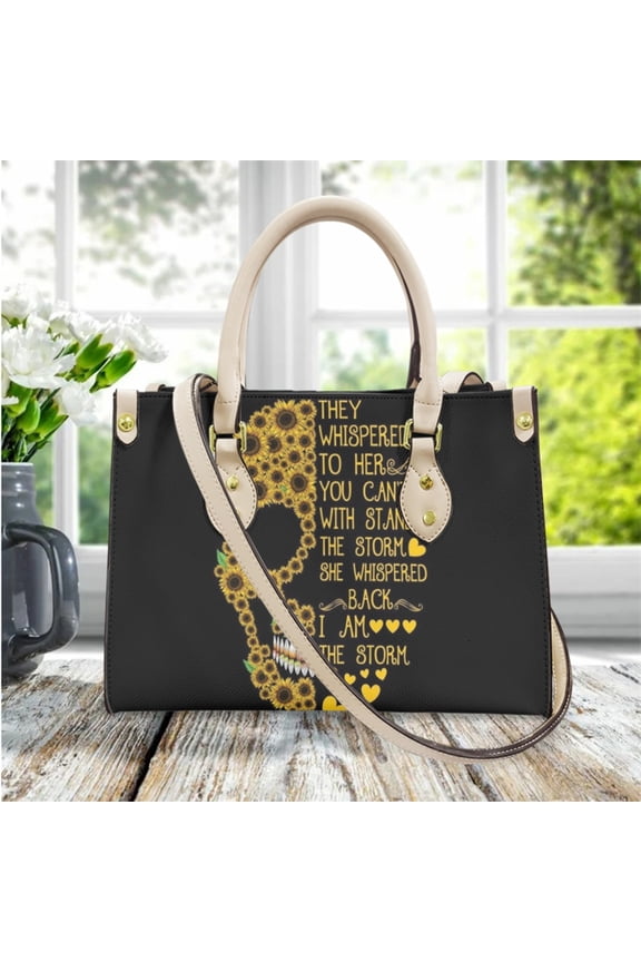 Gothic Style Gifts for Skull Lovers Sunflower Design Fashion Cross Body Bags for Women Leather Casual Shoulder Bag