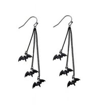 Gothic Style Halloween Bat Shaped Earrings - Elegant Black Bat Tassel Jewelry for Women - for Halloween Parties and Festive Celebrations