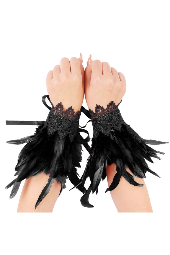 Gothic Style Lace Feather Arm Warmers For Accessories And Jewelry