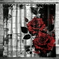 Gothic Style Red Rose Shower Curtain Black and White Design Vintage