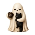 thumbnail image 1 of Gothic Style Resin Statue, Sad Ghost Embracing Black Cat with Coffee Mug Design, Decorative Figurine for Table, Shelf and Mantel Display, 1 of 7