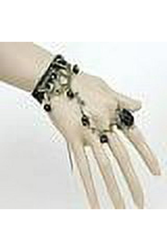 Gothic Style Retro Alloy Lace Flower Link Rings Bracelets Mixed Color for Women Black No Sise
