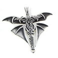 thumbnail image 1 of Gothic Styled Sterling Silver Double Headed Winged Dragon Pendant, 1 of 1