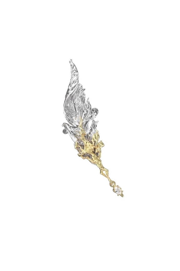Gothic Styles Feathered Ear Clip Without Piercing Required Unisex Jewelry Dark Romance Alloy Ear Cuff for Women Men