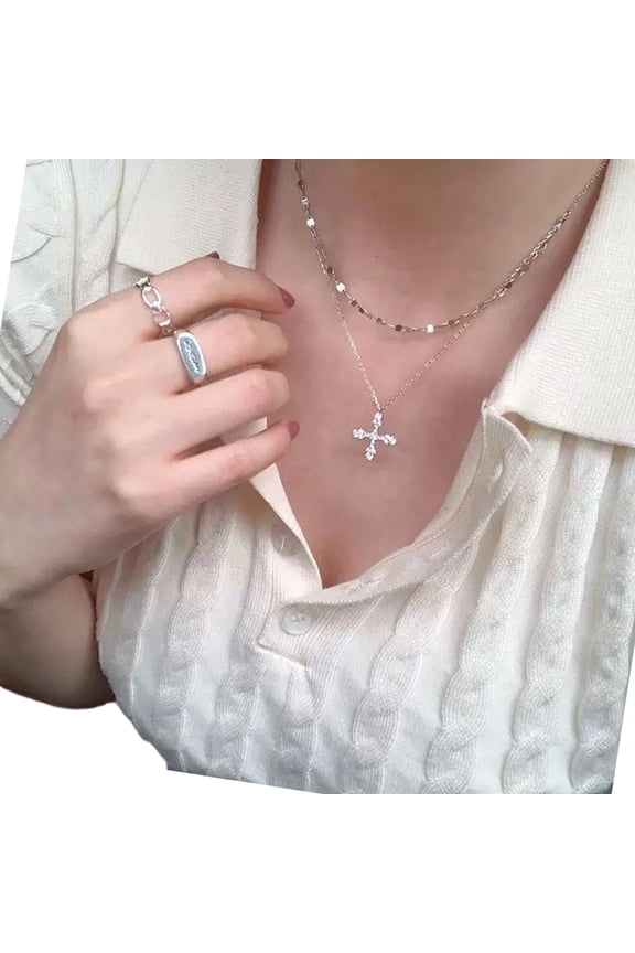 Gothic Styles Layer Tear Crosses Pendant Necklace With Adjustable Leather Chokers For Women