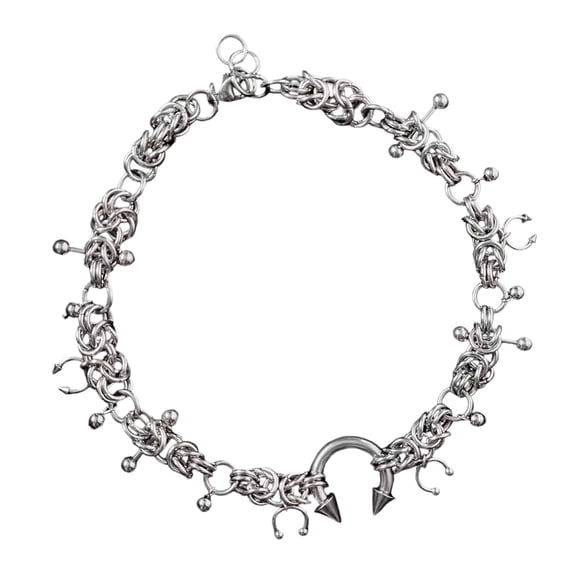 Gothic Styles Thorn Pendant Chokers Necklace Sturdy Alloy Jewelry Punk Inspired Design Lightweight Chain For Parties Daily Outfits