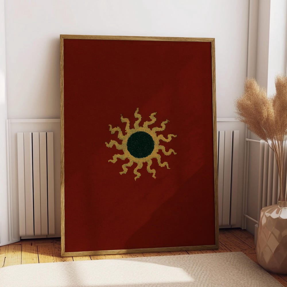 Gothic Sun Minimalist Dark Red Celestial Vintage Gold Poster - Walmart.com
