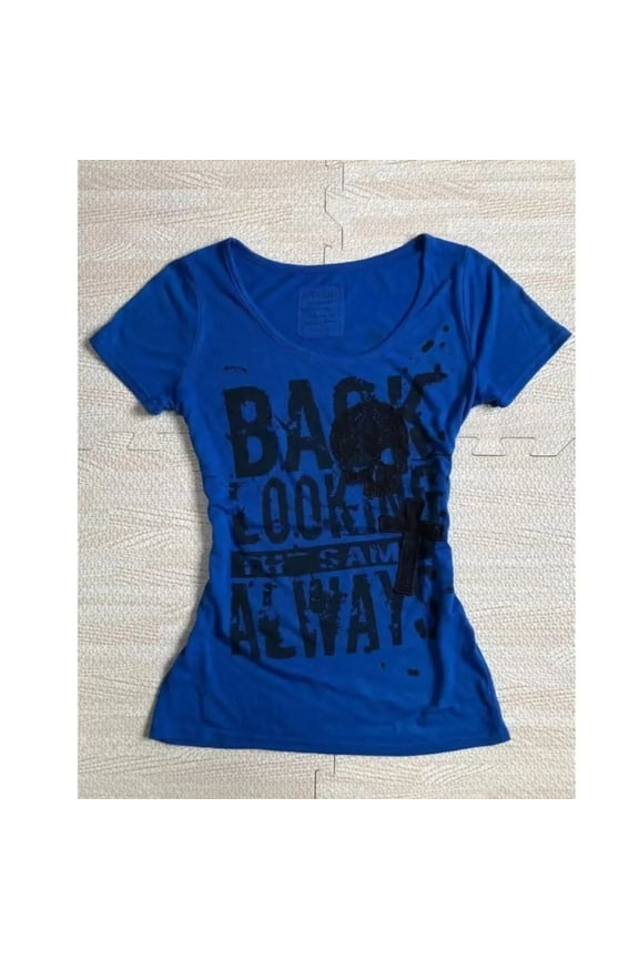 Gothic T-shirts Women Vintage Punk Y2k Crop Tops Punk Skull Black Hot Girl Tshirt Short Sleeve Fashion Street Tees Sxey Vintage