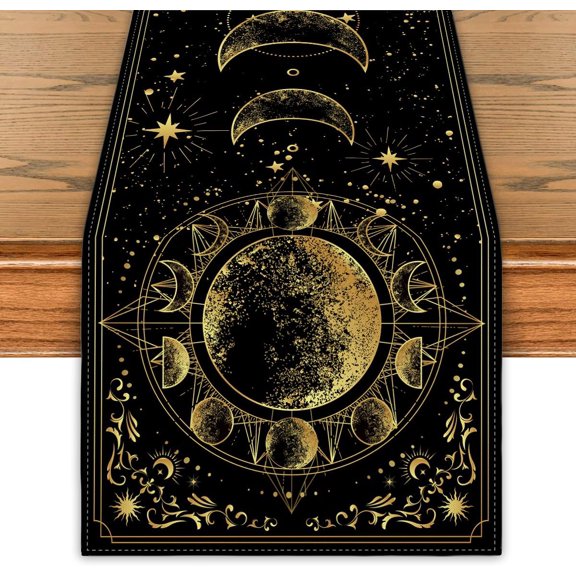 Gothic Table Runner Ouija Board Kitchen Dining Table Decor Moon Astrology Witchy Tarot Mystical Decor Celestial Decorations for Home-72 Inches Long