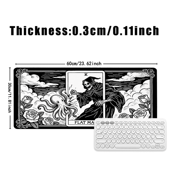 Gothic Tarot Death Card Octopus Rose Mouse Pad 31.5 x 11.82 Inches Rubber Desk Mat for Office Gaming