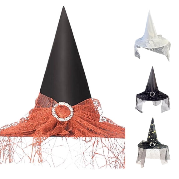 Gothic Theme Party Glamour Witch Hat for Role Play Elegant Papercraft Design for Events Orange