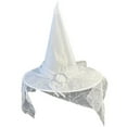 thumbnail image 1 of Gothic Themed Couture Witch Hat for Party and Role Play - Headpiece for Ensemble White, 1 of 2