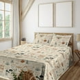 thumbnail image 1 of Gothic Themed Sheet Set, Spooky Moth and Cockroach Sketch Cursive Hand Writing Pattern Grunge, Fitted & Flat Sheet with Pillowcase Bedding Accent 4 Pcs Set, Full, Pale Caramel Cream, by Ambesonne, 1 of 5